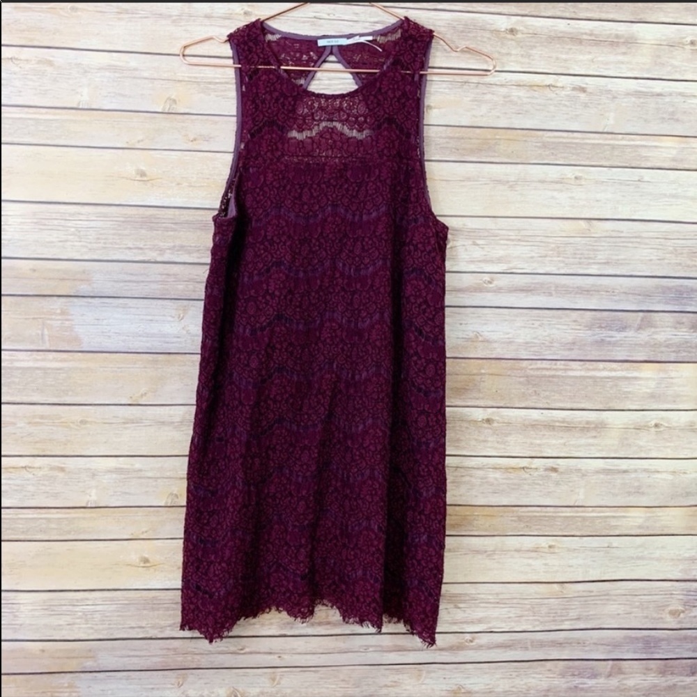 Urban Outfitters Maroon Burgundy Lace Sleeveless Dress Holiday Kimchi Blue - Picture 2 of 8